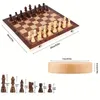 Jeux d'échecs Échiquier 3 en 1 pliable en bois, plateau de jeu d'échecs portable, échiquier en bois pour adultes, dames d'échecs et backgammon 231118