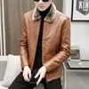 Mens Leather Faux Tjock Fleece Pu Jackets Male Casual Fashion Slim Windbreak Coats Men Fur Plush Coat Winter Velvet Warm 231030