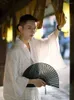 Abbigliamento etnico Yukata maschile giapponese con cintura in cotone in bianco e nero tradizionale abito da samurai Kimono formale da uomo COS Po