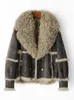 Manteau de fourrure femmes automne hiver vestes moto veste en cuir doublure de fourrure de lapin épais chaud vêtements d'extérieur pardessus hauts
