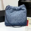 Channel 22 Denim Grand Shopping Bag Tote Travel Designer Donna Sling Body Borsa più costosa con catena Sier Gabrielle Quilted6