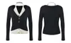 1025 XL 2023 Runway Autumn Märke samma stil tröja långärmad v hals svart grå kofta kläder hög kvalitet kvinnor yl