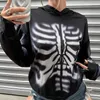 Dameshoodies Dames Herfst Mode Truien met lange mouwen High Street Skeleton Print Capuchon Casual Losse Dames Halloween Sweatshirt