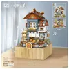 Blokken Windmolen muziekdoos mini Blokken Kinderen Bouwspeelgoed DIY Bricks Meisjes Gift Muziekdoos Windmolen Huis R231031