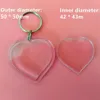 50 Unids En Forma De Corazón Diy Acrílico En Blanco Marco De Imagen Llaveros Transparente En Blanco Insertar Po Llaveros Colgante Llavero Joyería Ac2803