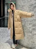 Kadınlar Down Parkas Vielleicht Kore Ceket Kadın Kış X-Long Parkas Katı Kapşonlu Sıcak Kadın Giyim Ceket Yastıklı Gevşek Giysiler 231030