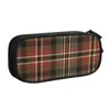 Green Tartan Plaid Pencil Cases For Girl Boy Large Storage Pen Box Bag Stationery