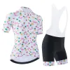 Women's Cycling Clothing Set Cycling Jersey Bib Shorts Kits Short Sleeve Road Bike Shirt Bicycle Clothes for Summer