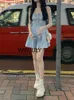 Robes décontractées Blue Slim Y2K Mini robe femme courte fête une pièce mode coréenne 2023 été basique couleur pure doux chic