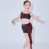 Abbigliamento da palcoscenico Costume da ballo latino per bambini Vestito da spettacolo floreale per ragazze Cha Rumba Tango Abiti da pratica DNV18300