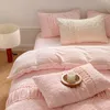 Bettwäsche-Sets, luxuriös, künstlicher Schnee, Kaninchen-Fleece, Winter-Frühlings-Set, Queen-Size-warmer Bettbezug mit Laken, hochwertiges King-Size-Bett-Set 231030