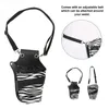 Hair Salon Striped PU Leather Hair Scissor Bag Clips Bag Hairdressing Salon Barber Scissor Holster Pouch Holder Waist Shoulder Belt 231030