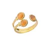 Cluster Rings Fashion Orange Stone Ring For Women Stainless Steel Gold Color Adjustable Wedding Aesthetic Jewelry Gift Accessories