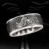 Pierścienie klastra Vintage ze stali nierdzewnej Cool Motorcycle Opona dla mężczyzn Hip Hop Punk Biker Pierścień Geometryczny pasiastka biżuteria