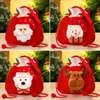 Juldekorationer presentpåsar Apple Bag Plush Santa Snowman Elk Bear Xmas Gifts Kids Candy Pockets Noel 2023 Merry Decor