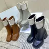 Designer Newest Women Lambswool and Canvas Rain Boots PVC Black Grey Caramel Rubber Water Rains Shoes Ankle Boot Booties Size 35-40