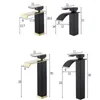 Kitchen Faucets Basin Faucet Gold and Black Waterfall Brass Bathroom Mixer Tap Cold Sink faucet 231030