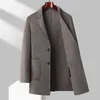 Misturas de lã masculina homens clássico casaco de ovelha outono inverno preto cinza cáqui camelo gola entalhada quente macio cashmere casaco misturado roupas 231031