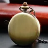 Montres de poche Vintage Bronze montre à Quartz collier arabe affichage numérique montre de poche bijoux pendentif cadeaux hommes femmes CF1004