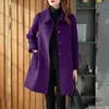 Женское офисное женское пальто из смесовой шерсти, темпераментное женское пальто, повседневный дизайн, воротник-стойка, однотонное пальто, теплая ветрозащитная куртка 231030