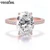 Vecalon Fashion Taglio ovale Gioielli Anello in argento sterling 925 Diamante Cz Festa nuziale Anelli per donna Uomo Gift239d