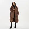 Damen Daunenparka Malina Dicker lockerer Parka Fashion Solid Mantel mit verdeckten Knöpfen Eleganter Bindegürtel Lange Baumwolljacken Damen Damen 231030