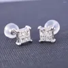 Stud Earrings CAOSHI Unisex With Dazzling Cubic Zirconia Square Shaped Accessories For Women/Men Stylish Jewelry Daily Life