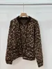 Puntos para mujer Moda para mujer Estampado de leopardo Solo Btreasted Mohair Mezcla de lana Cardigan Abrigo Elegante Lady O-cuello Manga larga Suéter Chaqueta