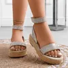 Sandales pleine plate-forme strass Espadrilles raphia coin luxe Bling Banquet chaussures d'été à la main pour les femmes