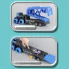 Diecast Model Deformable Rail Car Ejektion Folding Big Truck Toys for Kids Container Transporter Playset Children Gift 231031