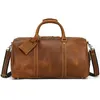 Duffel sacos masculino retro couro genuíno viagem bagagem de mão primeira camada couro 20-35l fim de semana viagem de negócios bolsa ombro mensageiro