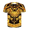 Barock skjorta ny sommar t -tröja 3d digital tryck t shirt män kvinnor vintage lyxiga Royal Floral Print Golden Flower Brand Tshirt 272e