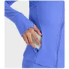 Lu Lu Yoga Cappotto al limone Felpa con cappuccio Camicia a maniche lunghe Giacca a coste ritagliata con collo rialzato Cappotto fitness leggero e traspirante Alta elasticità Attillato Sport all'aria aperta Top Alo Runn