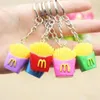 30st Creative Personalized KeyChain Trinkets Mini Simulation Food Pommes Fries Keyring Chain Jewelry Bag Charm Pendant Mixed Colo186p