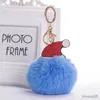 Corrente de telefone móvel criativo chaveiro de natal pingente presente chapéu de natal hairball chaveiro lantejoulas decoração de chapéu de natal r231031