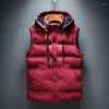 Gilets pour hommes Hommes Gilet Veste Solide Hommes Chauds Vestes Sans Manches À Capuche Hiver Casual Gilet Plus Taille Veste Homme 2023 Marque Vêtements