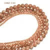 Lösa ädelstenar Luoman Xiari Natural Round Sunstone Stone Pärla för smycken som gör DIY -armband Halsband Material 4/6/8/10mm Strand 15 ''