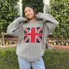 Kadın Sweaters Sonbahar Kış Moda Gotik Kazak Hip Hop Sokağı Giyim Birliği Bayrak Desen Gri Külkü Örtü