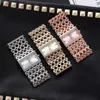 ساعات المعصم الساعات القمر للنساء Daimond Gold Sliver Square Watch Bling Hip Hop الفاخرة البسيطة