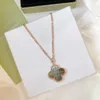 Designer smycken fyra bladklöver halsband Guld Vanly Cleefly Silver Mother of Pearl Green Flower Necklace Link Chain Womens