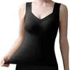 Camisoles réservoirs femmes sans manches polaire thermique débardeur pour col en V dentelle Camisole couche de Base chaude gilet sous-vêtements hauts rembourrés