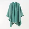 Scarves Women Cashmere Feel Shawl Coat Lady Winter Cape with Band Spring Autumn Retro Cardigan Classic Simple Cloak Soft Large Blanket 231031