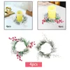 Decorative Flowers 4x Pillar Candle Ring Wreath Outer Diameter 22cm Candleholder For Wedding Party Valentine's Day Centerpieces Halloween