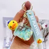 Little Yellow Duck Bubble Beads Keychain Exquisite Girl Heart Flowing Sand Bottle Pendant Car Bag Accessories Gift