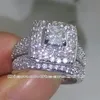 Bijoux de mode 134pcs pierres taille 6-10 luxe or blanc 14 carats rempli de topaze blanche complète CZ diamant mariage femmes bague ensemble pour amoureux2341