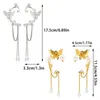 Pendientes traseros 1/2 Uds. Chic mariposa flor oreja brazalete Color dorado borla Cosplay Hada Clip para mujeres niñas boda joyería