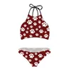 Women's Swimwear Swimming Suit For Women Sexy Crop Tops Bikini Set Cute Dog Pow Print Summer Brazilian Bikinis Swimsuit Female Plus Size