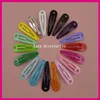 50PCS Assorted Colors 40mm 1 5 plain Round Head Tear drop Metal Snap Clip with Cross Hook at lead nickle kids hair 304P