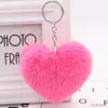 Chaîne de téléphone portable Creative Saint Valentin en forme de coeur Hairball Porte-clés Imitation Lapin Hairball Love Bag Pendentif Pendentif de voiture en peluche R231031