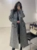 Mélanges de laine pour femmes veste de laine femmes hiver mode coréenne Double boutonnage pied-de-poule Long pardessus épais chaud manteau de laine ropa mujer 231030